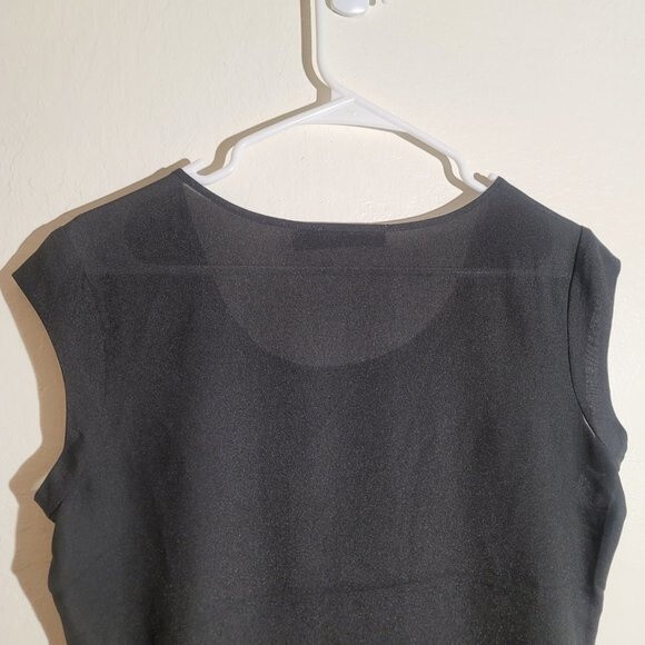 The Limited Black Scoop Crew Neck Short Sleeve Blouse Top sz S GUC Sheer - Picture 6 of 7